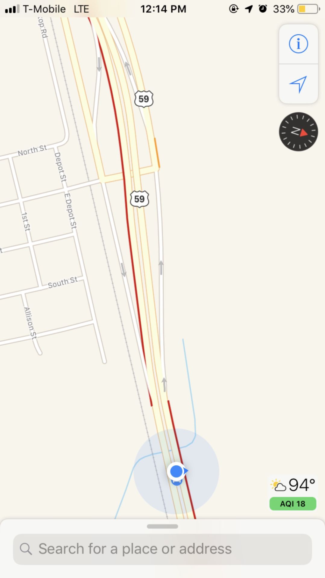 Location of US 59 crash
